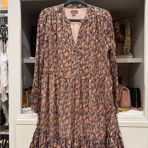 Vince Camuto Long Sleeve Dress in Blue and Orange